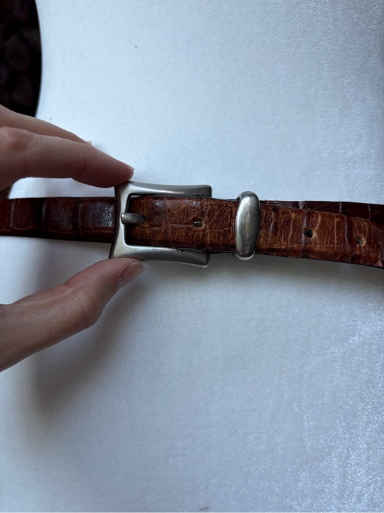 Furla Accessories - Vintage Furla Brown Croc-Embossed Leather Belt with Silver Buckle